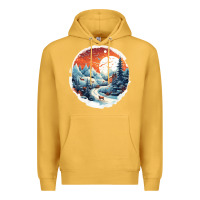Mustard deer snow house design Premium Hoodie - Unal Design