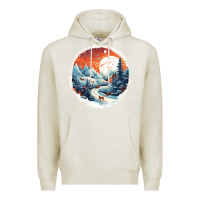 Oatmeal Heather deer snow house design Premium Hoodie - Unal Design
