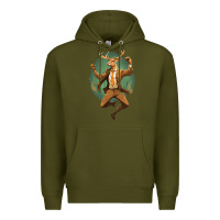 Army Green happy deer Premium Hoodie - Unal Design