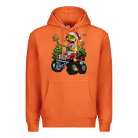 Carrot Christmas T-rex With Monster Truck Premium Hoodie - MaliasSmallBusiness