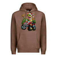 Chestnut Christmas T-rex With Monster Truck Premium Hoodie - MaliasSmallBusiness