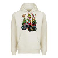 Oatmeal Heather Christmas T-rex With Monster Truck Premium Hoodie - MaliasSmallBusiness