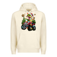 Sandshell Christmas T-rex With Monster Truck Premium Hoodie - MaliasSmallBusiness
