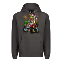 Smoke Christmas T-rex With Monster Truck Premium Hoodie - MaliasSmallBusiness