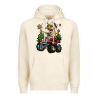 Tofu Christmas T-rex With Monster Truck Premium Hoodie - MaliasSmallBusiness