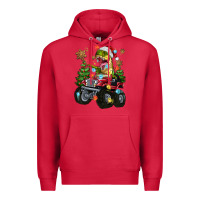 Cardinal Christmas T-rex With Monster Truck Premium Hoodie - MaliasSmallBusiness
