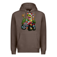 Coffee Christmas T-rex With Monster Truck Premium Hoodie - MaliasSmallBusiness