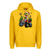 Lemon Christmas T-rex With Monster Truck Premium Hoodie - MaliasSmallBusiness