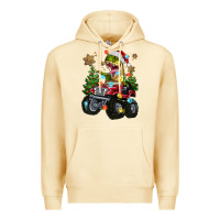 Pina Colada Christmas T-rex With Monster Truck Premium Hoodie - MaliasSmallBusiness