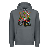 Rock Christmas T-rex With Monster Truck Premium Hoodie - MaliasSmallBusiness