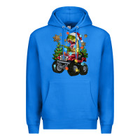 True Royal Christmas T-rex With Monster Truck Premium Hoodie - MaliasSmallBusiness