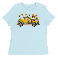 Western Bee Gnomes Truck Sunflowers Honeycomb Beehive Honey Turquoise Ladies Tee | Teevron