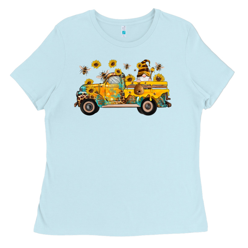 Western Bee Gnomes Truck Sunflowers Honeycomb Beehive Honey Turquoise Ladies Tee by Artiststas | Teevron