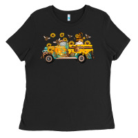 Black western bee gnomes truck sunflowers honeycomb beehive honey turquoise Ladies Tee - Artiststas