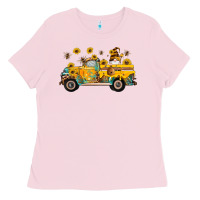 Bubblegum Pink western bee gnomes truck sunflowers honeycomb beehive honey turquoise Ladies Tee - Artiststas