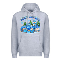 Heather Grey merry christmas snowman gnomes truck Premium Hoodie - MaliasSmallBusiness