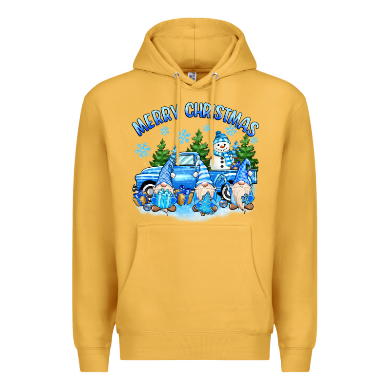Merry Christmas Snowman Gnomes Truck Premium Hoodie by MaliasSmallBusiness | Teevron