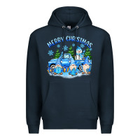 Navy merry christmas snowman gnomes truck Premium Hoodie - MaliasSmallBusiness