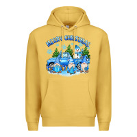 Antique Gold merry christmas snowman gnomes truck Premium Hoodie - MaliasSmallBusiness