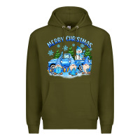 Army Green merry christmas snowman gnomes truck Premium Hoodie - MaliasSmallBusiness