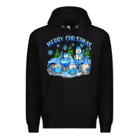 Black merry christmas snowman gnomes truck Premium Hoodie - MaliasSmallBusiness