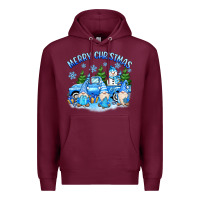 Burgundy merry christmas snowman gnomes truck Premium Hoodie - MaliasSmallBusiness