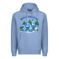 Colony Blue merry christmas snowman gnomes truck Premium Hoodie - MaliasSmallBusiness