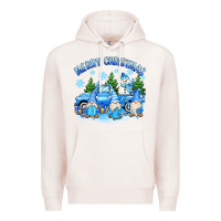 Pale Pink merry christmas snowman gnomes truck Premium Hoodie - MaliasSmallBusiness
