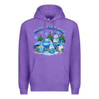 Purple merry christmas snowman gnomes truck Premium Hoodie - MaliasSmallBusiness