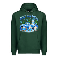 Sports Green merry christmas snowman gnomes truck Premium Hoodie - MaliasSmallBusiness