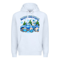 White merry christmas snowman gnomes truck Premium Hoodie - MaliasSmallBusiness
