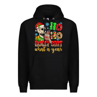 Black ho ho holy shit what a year Premium Hoodie - MaliasSmallBusiness