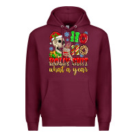 Burgundy ho ho holy shit what a year Premium Hoodie - MaliasSmallBusiness