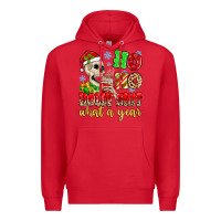 Red ho ho holy shit what a year Premium Hoodie - MaliasSmallBusiness