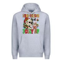 Heather Grey dead inside but jolly af Premium Hoodie - MaliasSmallBusiness
