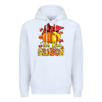 White tis the season fall softball Premium Hoodie - MaliasSmallBusiness