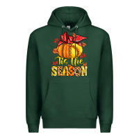 Sports Green tis the season fall softball Premium Hoodie - MaliasSmallBusiness