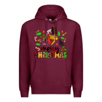 Burgundy merry christmas hair Premium Hoodie - MaliasSmallBusiness