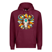 Burgundy Western bull skull sunflower Premium Hoodie - MaliasSmallBusiness