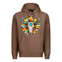 Chestnut Western bull skull sunflower Premium Hoodie - MaliasSmallBusiness