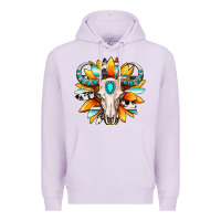 Lilac Western bull skull sunflower Premium Hoodie - MaliasSmallBusiness