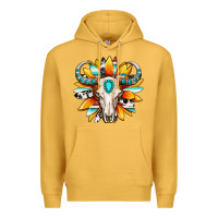 Mustard Western bull skull sunflower Premium Hoodie - MaliasSmallBusiness