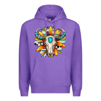 Purple Western bull skull sunflower Premium Hoodie - MaliasSmallBusiness