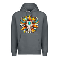 Rock Western bull skull sunflower Premium Hoodie - MaliasSmallBusiness