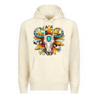 Sandshell Western bull skull sunflower Premium Hoodie - MaliasSmallBusiness