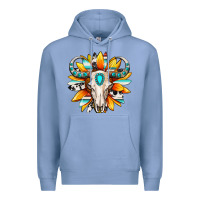 Colony Blue Western bull skull sunflower Premium Hoodie - MaliasSmallBusiness