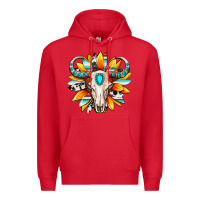 Red Western bull skull sunflower Premium Hoodie - MaliasSmallBusiness
