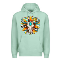 Seafoam Western bull skull sunflower Premium Hoodie - MaliasSmallBusiness