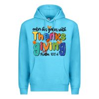 Ocean Blue enter his gates with thanksgiving psalm 100 4 Premium Hoodie - MaliasSmallBusiness