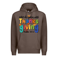 Coffee enter his gates with thanksgiving psalm 100 4 Premium Hoodie - MaliasSmallBusiness
